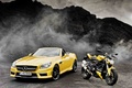 Mercedes SLK 55 AMG jaune 3/4 avant gauche 3