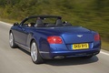 Bentley Continental GTC 2011 bleu 3/4 arrière gauche travelling