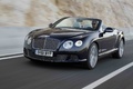 Bentley Continental GTC 2011 bleu 3/4 avant gauche travelling penché