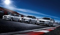 BMW Série 5 & 3 & 1 M Performance blanc 3/4 avant gauche travelling penché