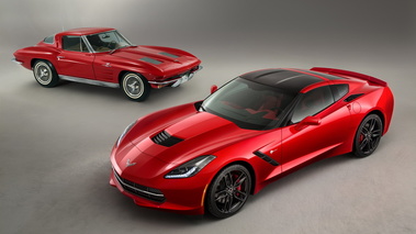 Corvette Stingray 2014 - rouge - 3/4 avant droit, avec Stingray 64