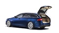 Jaguar XF Sportbrake bleu 3/4 arrière gauche coffre ouvert