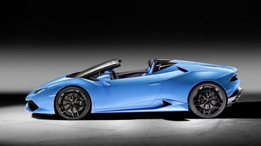 Lamborghini Huracan Spyder - Bleu - Profil gauche, ouvert