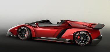 Lamborghini Veneno Roadster - rouge - profil gauche