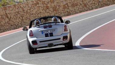 Mini Roadster - blanc bandes noires - arrière, penché