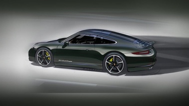Porsche 911 Club Coupé - Bewster Green - profil gauche, sketch