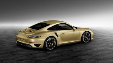 Porsche 911 Turbo Porsche Exclusive - Lime Gold Metallic - 3/4 arrière droit