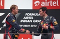 F1 GP Inde 2012 podium Vettel et Webber